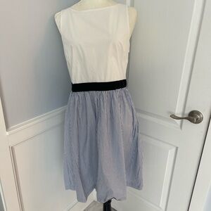 Elegant White and Blue Midi Dress